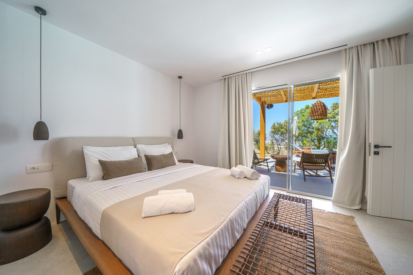 Villa Catherine master bedroom opening to a private sea-view terrace
